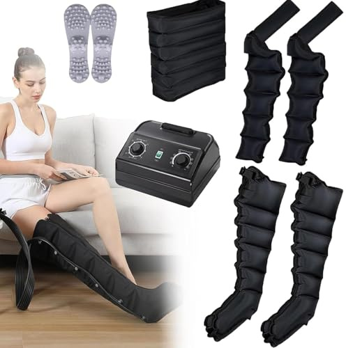 GZGHRZQS Massaggiatore per Gambe a Compressione d'Aria Massaggiatore Compressione d'Aria per Vitelli,Stivali Pressoterapia, Apparecchio per Massaggio,Rinforzo di circolazione per Piedi, Gambe, Vita