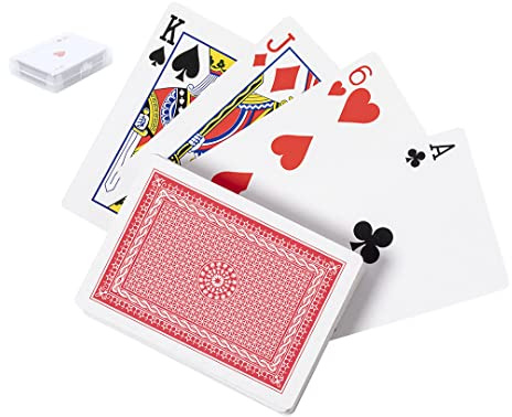 Deck français 54 cartes Poker, Blackjack, Bridge - Papier laminé résistant - Livré avec étui à fermeture - Deck anglais pour jeux de société et casino