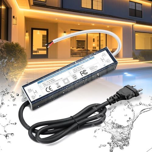 BRIMETI Transformador 220V a 24V Driver LED 100W 4.1A Exterior Impermeable IP67 Fuente de Alimentación con Enchufe Adaptador de Bajo Interior Controlador Tensión Voltaje Constante para Tira LED