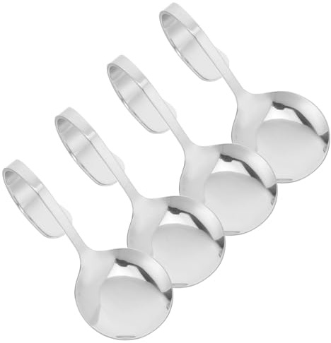 DONFAMDS 4 piezas Cucharas para Servir Ensalada Acero Inoxidable Mango Resistentes para Aperitivos Utensilios Tipo Occidental para Restaurantes y Hoteles