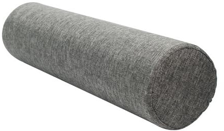 Almohada Cilíndrica Redonda y Alargada, Suave y Cómoda Almohada Cervical, Tela de Lino para Cabeza, Espalda, Piernas y Yoga, Cojín Cilindrico para Sofá y Cama(Dark Gray,12 x 90 cm)