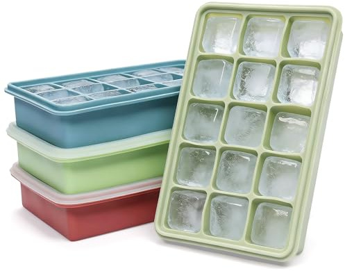 Newthinking Eiswürfelform Silikon, 4er Set, Eiswürfelform mit Deckel | Silikon Eiswürfelform, BPA-frei, spülmaschinenfest, geruchsfrei. Große, leicht entformbar, Für Homebar, Cocktails, Party