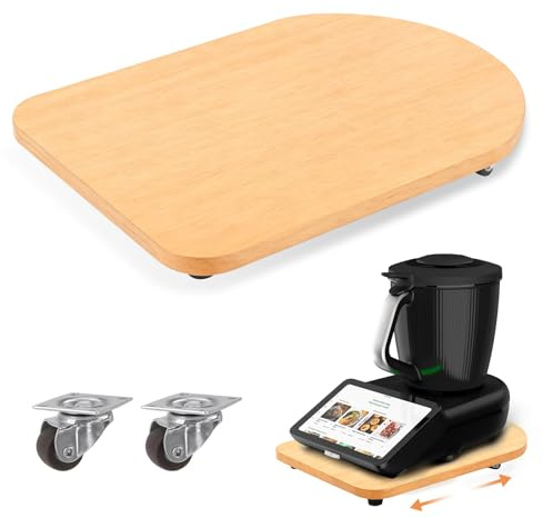 Btstil Gleitbrett für Thermomix TM7, Rollbrett aus Bambus mit 360° Rollen, Müheloses Verschieben, Schiebebrett als Zubehör mit Rutschfest Gummifüße, Sicheren Stand (Bambus)