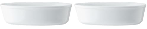 Mikasa Chalk Terrina ovale, Bianca, Grande tortiera in porcellana, 18 cm - Adatta al forno - Torta profonda per torte salate e dolci, lavabile in lavastoviglie (Confezione da 2)