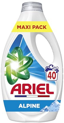 Détergent liquide pour linge Ariel, 40 lavages, Alpine, élimination des taches impeccable même à froid et en cycles courts, fabriqué en France