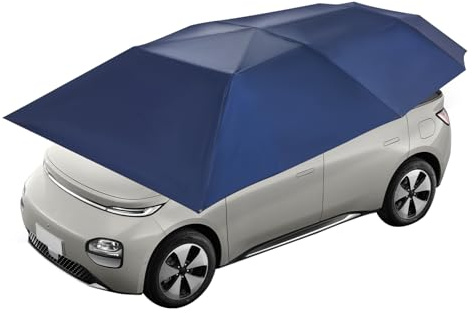 Halbautomatisches Auto Dachzelt 4,6x2,3m, UPF 30+, Starke Saugtaschen 70kg, Halbautomatik, Tragbarer Autoabdeckung mit Tasche, Sonnenschutz-Regenschutz-Schneeschutz-Blattschutz-Vogelfallenschutz