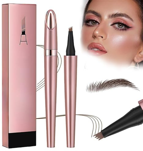 Lápiz de Cejas Micro Blading, 2026 Actualizado 4 Puntas 3D Impermeable Lápiz de Cejas, Lápiz de Cejas de Primera Calidad, Maquillaje de Cejas Mágico Natural (Marrón Oscuro)