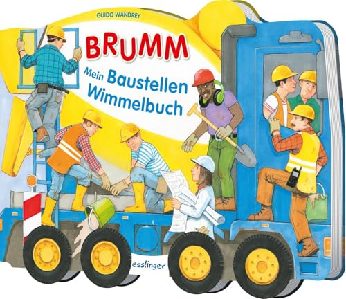 BRUMM, Mein Baustellen-Wimmelbuch: Bagger, Kran und Betonmischer, Kinderbuch mit beweglichen Rädern ab 3 Jahren
