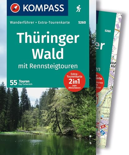 KOMPASS Wanderführer Thüringer Wald mit Rennsteigtouren, 55 Touren mit Extra-Tourenkarte: GPS-Daten zum Download