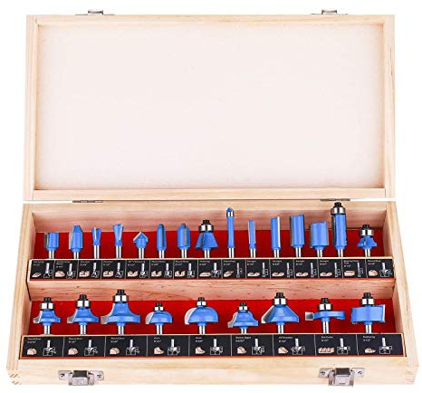 KOWOOD, Set di punte per fresa verticale, 24 pezzi, con codolo da 0,6 cm, a forma di T, per uso commerciale e principianti