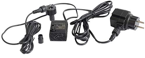 Arnusa Zimmerbrunnenpumpe 250 l/h 2.2W mit LED Beleuchtung Kalt-Weiß Springbrunnenpumpe kleines Wasserspiel