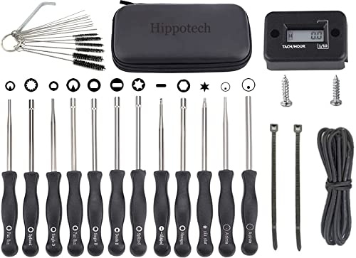 Hippotech Packung mit 12 Vergaser-Einstellwerkzeug und Tachommer-Tach-Meter für 2-Takt-Motor für Echo für STIHL für Poulan für Husqvarna Fadenschneider Unkrautfresser Kettensäge