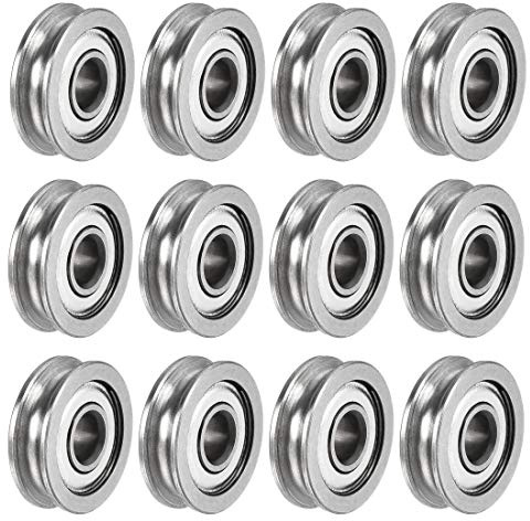 sourcing map 12 Stück U604ZZ tief U Nutkugelführungslager 4x13x4mm Doppelmetall abgeschirmt (GCr15) Chromstahl Lager