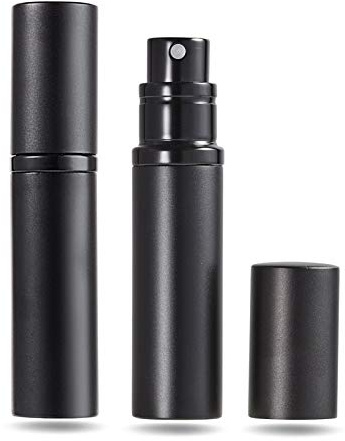 AsaNana Parfümzerstäuber nachfüllbar, Befülltechnik ohne Trichter leer Parfüm Zerstäuber Sprühflasche für Reise Handtasche unterwegs - 5ml (CLA-2P_Black&Black)