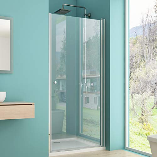 IMPTS Nische Duschtür 75cm, Pendeltür Schwingtür Dusche Duschwand Duschkabine 6mm ESG Sicherheitsglas 185cm