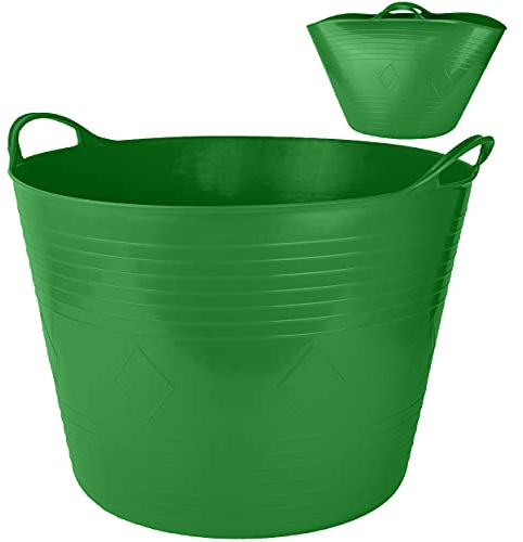 Flexi & flexibel Farbwahl XXL großer - biegbarer - Aufbewahrungsbehälter mit Henkel - dunkel grün - Gummieimer - z.B. Garteneimer/Eimer/Wäschekorb/T..