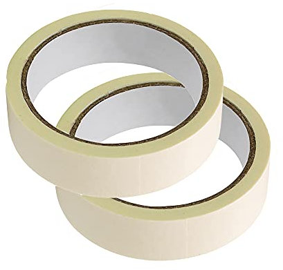 2 rouleaux de ruban de masquage, 20 m de long, papier texturé, inscriptible, ruban adhésif pour peinture, travaux manuels, décoration (10 mm, blanc)