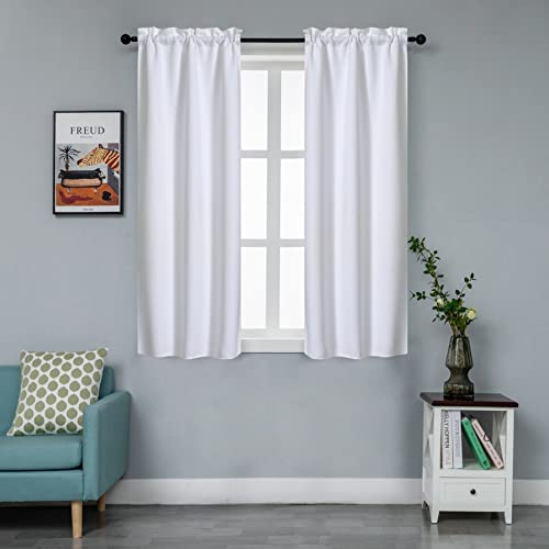 GIRASOLE HOME Coppia Tende Bianche Oscuranti Termiche Morbide Tinta Unita Tenda Isolante per Soggiorno Camera e Interni 2 Pannelli con Tasca 70x145cm