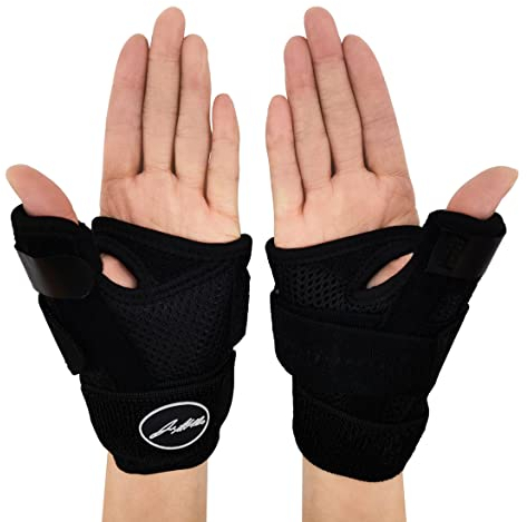 Dr. Arthritis Von Ärzten Entworfen Handgelenk Bandage Daumenbandage Links/Rechts Handgelenkstütze mit Daumenschiene Stabilisierende Handgelenkbandage mit Daumenortthese, 1 Paar, Schwarz