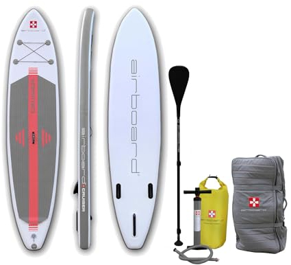 Airboard SUP Board Cruiser 11 2 | Inkl. nachhaltigem Rucksack aus recycelten Flaschen | 3 teiliges Fiberglas Paddel | 2 Seitenfinnen für Stabilität