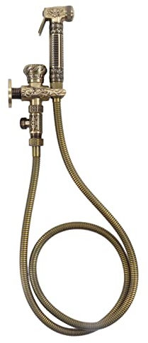 Antique Bidet Sprayer, Female and Male Thread G1/2 Wall Mounted High Pressure Bronze Color Antique Copper Finish Toilet Sprayer for Bathroom