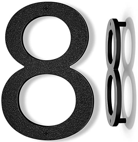 Yafimea Numero civico esterno 20 cm nero, Numero grande da parete con effetto galleggiante 3D, design moderno in plastica ABS resistente alle intemperie (8)