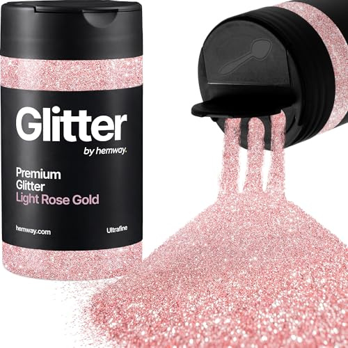 Hemway Light Rose Gold Glitter Shaker, 130g Ultrafine Glitter | for Resin & Epoxy Crafts for Decorating, Halloween, Christmas, Nail, Face, Art