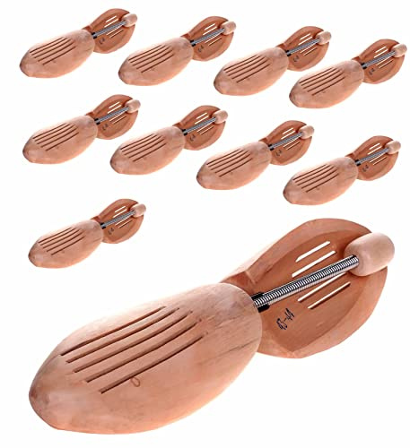 HIMRY® 10 Paia | Tendiscarpe in Legno Naturale Unisex, Alberi di Scarpe con Molla a Spirale, Forma per Calzature, Allarga Scarpe di Vero Legno, Taglia 43 - Taglia 44, KXB6001-10x-43