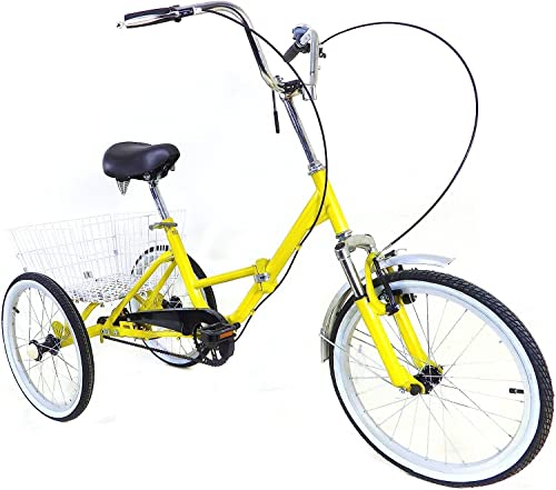Faltbares 3-Rad-Cruiser-Fahrrad, 20-Zoll-Dreirad für Erwachsene, faltbares Trike mit Einkaufskorb, Radfahren für Outdoor-Sporteinkäufe