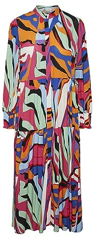 YAS Alira LS Camiseta Larga Dress S. Noos Vestido, Fucsia púrpura/AOP:Graphic Print, Mujer