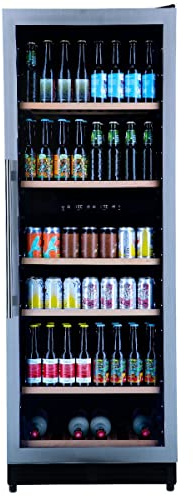 Bierkühlschrank Brügge - Freistehend oder Unterbau - Edelstahl - Bierklimaschrank 320 Flaschen - 171 x 59.8 x 68.5 cm - Glastür