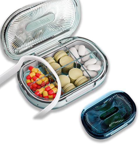 PMELCXD Reise-Pillen-Organizer, Pillendose Klein, 2 PCS Tablettendose für Unterwegs Pillendose für unterwegs Tabletten-Organizer, Opret Klein & Tragbar, ideal für Vitamine, Fischöl und Tabletten