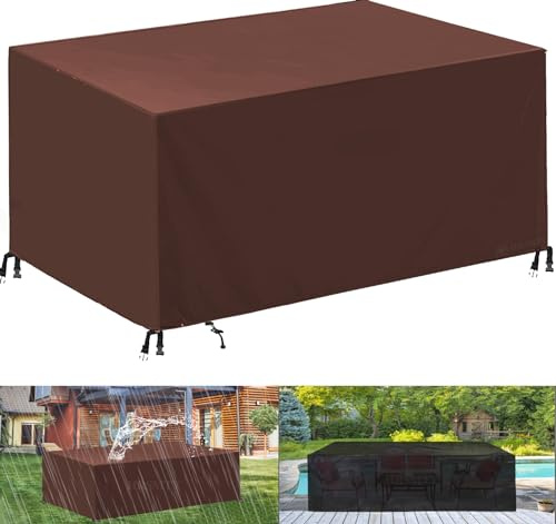 Abdeckung für Gartenmöbel Wasserdicht, Winddicht, Winterfest, UV-beständig Rechteckig 420D Oxford Gewebe Abdeckhauben Schutzhülle für Möbelsets Gartentisch Sitzgruppe