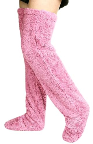 Damen Kniestrümpfe Plüsch Overknee Socken Flauschig Strümpfe Stulpen Teddy Lange Wintersocken Weihnachten Gift Highersocks Fluffy Socks Women Overknee Socken