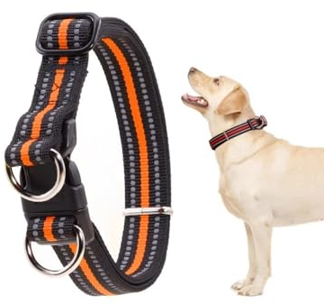 EBLIN Weich gepolstertes Neopren-Hundehalsband, Boho für kleine, mittlere und große Hunde, verstellbares Hundehalsband, Kordelzug, langlebig, wetterfest Q1 (Orange, L)