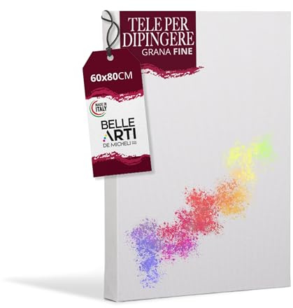 BELLE ARTI - Cartone Telato per Dipingere 60x80 cm Grana Fine - Tela con Supporto per Artisti e Appassionati - Tela Pittura Ritratti - Tela per Dipingere 100% Cotone per Olio, Acrilico e Altro