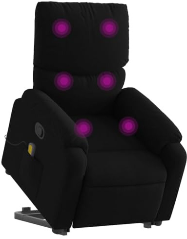 vidaXL Massagesessel mit Aufstehhilfe Schwarz Stoff