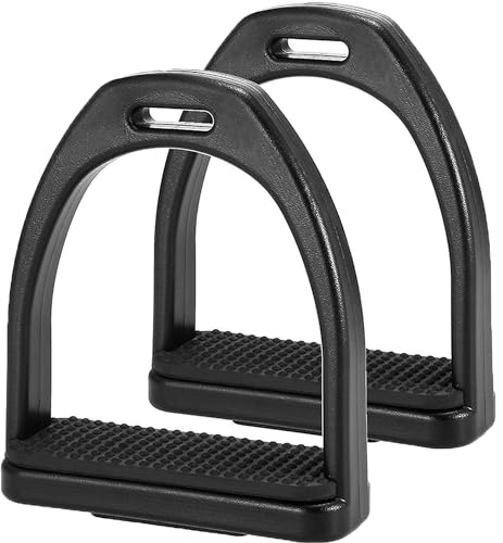 YNR Horse Stirrups,1 Pair Lightweight Wide Track Horse Riding Stirrup with Non-slip Rubber Pad Rust Proof Equestrian Supplies 4.5