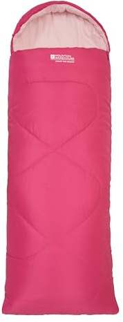 Mountain Warehouse Summit Rechteckiger Minischlafsack - Leichter Kinderschlafsack, Innentasche in Briefumschlagform, Zweiwegeverschluss, Kapuze - Frühling Sommer Intensiv Pink Einheitsgröße