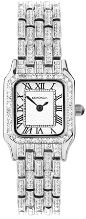 SEKONDA Classic Monica Montre Quartz Femme 22mm en Blanc avec Affichage Analogique et Bracelet en Alliage Argent 40660
