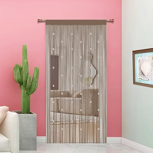 Taiyuhomes Beaded Fly Insect Curtains Fly Screen For Doors Curtain Bead String Curtains For Doorways Window Decorations Room Divider Single Door Beads (Ecru 90x245cm)