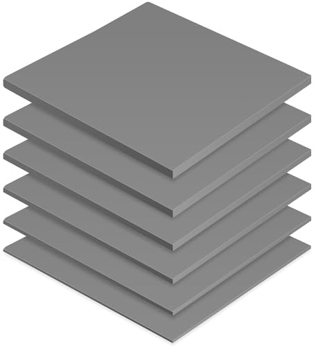 Frienda 6 Pcs Thermal Pad 100 x 100 mm, 0.5 mm, 1 mm, 1.5 mm, 2 mm, 2.5 mm, 3 mm Heat Resistant Conductive Silicone Thermal Pads Conductivity 6.0 W/M for Laptop Heatsink CPU GPU LED Cooler(Gray)