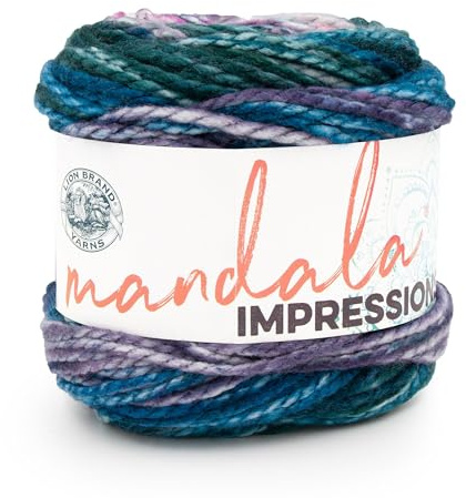 Lion Brand Yarn Mandala Impressions, hilo multicolor para tejer, ganchillo y manualidades, bosque lluvioso, 1 paquete