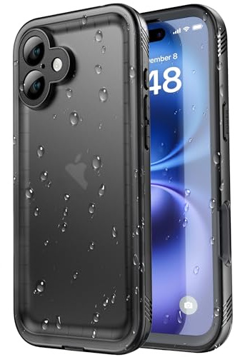 SPORTLINK Cover per iPhone 16 Plus Impermeabile 360 Gradi Antiurto, Nero | Militare Protettiva Rugged Resistente Custodia Antipolvere Subacquea IP68 Waterproof, Fotocamera/Schermo Doppia Protezione