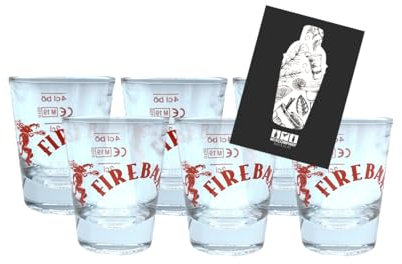 Individuelles Set mit FIREBALL Shotglas Schnapsglas Glas Gläser Set - 6x Shotgläser 2/4cl geeicht