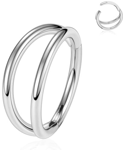 HENYQANN Piercing Naso Piercing 10mm Anello in Argento Piercing al Setto Piercing Conchiglia Daith Elica Cartilagine Orecchino Labbro Sopracciglio Ombelico Trago Piercing Doppia Linea 18G