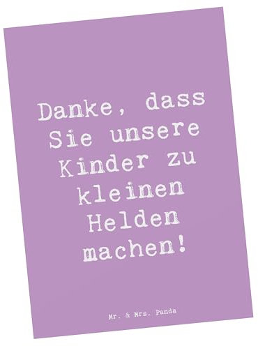 Mr. & Mrs. Panda Postkarte Spruch Erzieher Heldenmacher - Geschenk, Postkarten, Ansichtskarten, Wertschätzung, Bedanken, Grußkarte, einzelkarte, unermüdlicher Einsatz, Geschenkidee, Danke sagen
