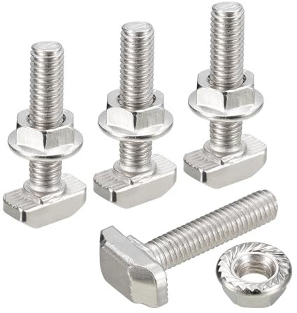 QUARKZMAN Bulloni a T in M6x30mm e Dado Esagonale Flangiato M6, 20 Set Vite Scorrevole con Perno a Forma T con Testa a Martello per Profilo Alluminio Serie 30