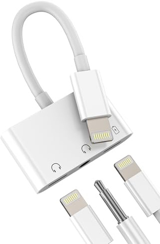 adattatore per Lightning a jack cuffie 3.5mm(3in1)per iPhone 14 pro max auto aux audio ricarica cavo per Apple MFi Certified stereo doppio auricolari sdoppiatore per ipad caricatore accessori splitter