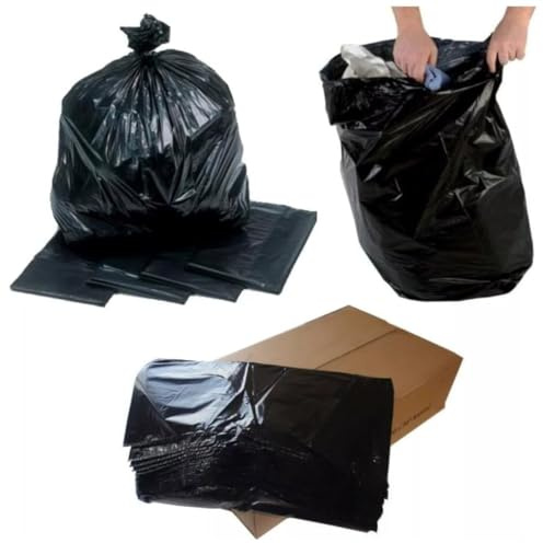 HOT BARGAINS Black Refuse Sacks 90L, Pack of 200, Heavy Duty Bin Bags